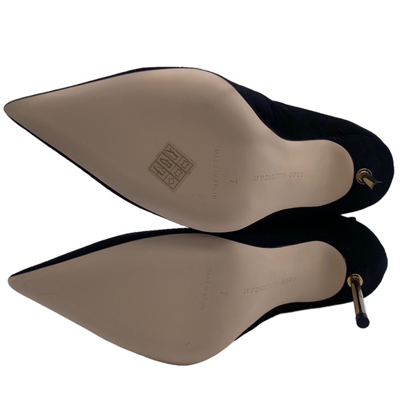 Good American Bootie Scandal Black Suede Leather Lace Up Heeled Ankle Size 7 - Picture 9 of 10